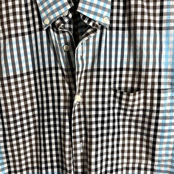 Peter Millar Men's Shirt Medium Button Front Unique Colors Aqua Brown Blk Preppy - Picture 7 of 8
